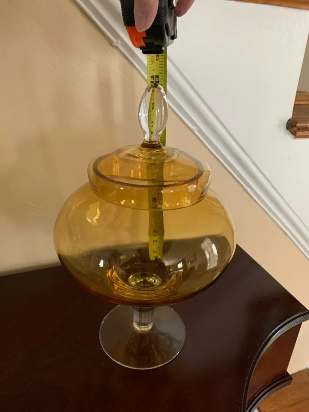 KROSNO Crate & Barrel Amber Glass Decorative Apothecary Jar